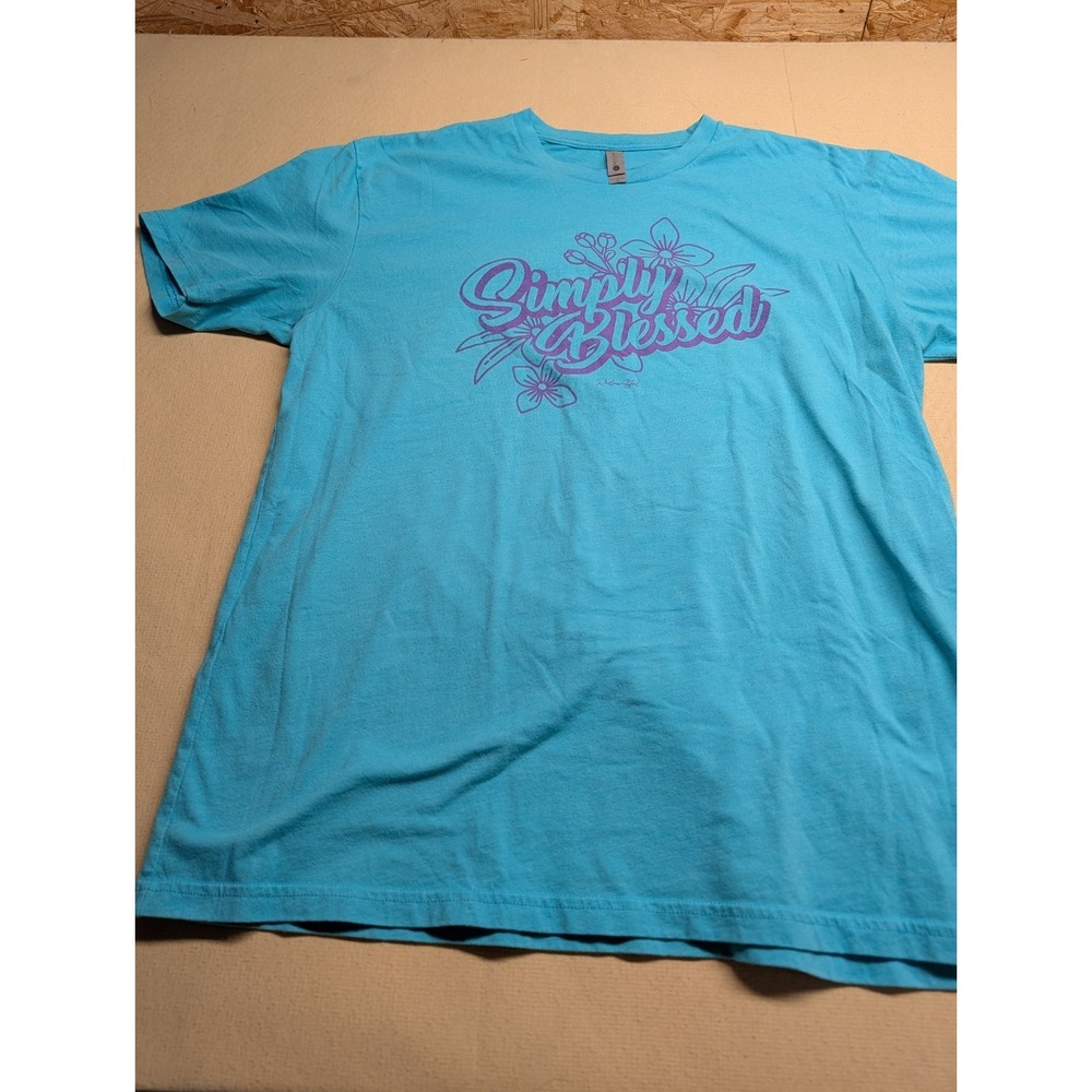 Simply Blessed‎ Women's T Shirt size XL Turquoise With Purple Long Cotton Blend